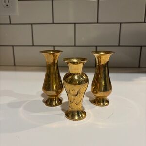 Vintage Brass Mini Vases – Set of 3
